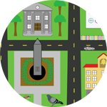 The main town hub screen